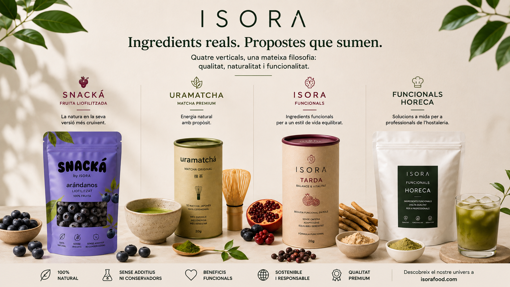 Gama completa de productos ISORA: Snacka, Horeca y Pets